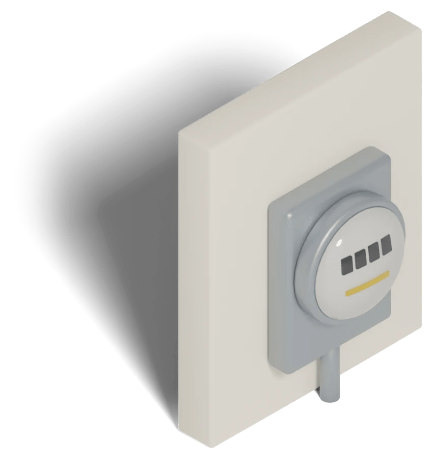 A 3D illustration of an electric meter on a wall